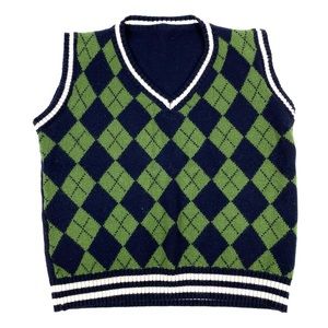Vintage 90s Argyle Crop Top Sweater Vest